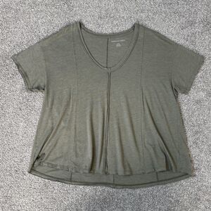 American Eagle Outfitters Shirt Womens Medium Green V Neck Seam Relaxed Tee